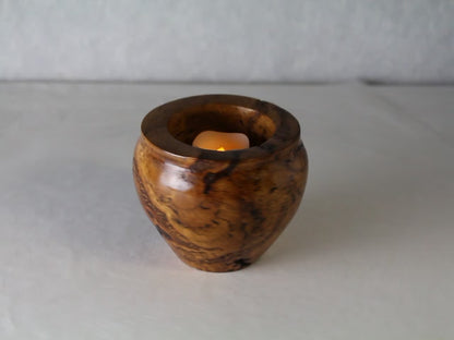 Rustic Pot | Candle Pot | Incense Pot | Cactus Pot | Red Oak Burl I 3.5"diam.x 4"