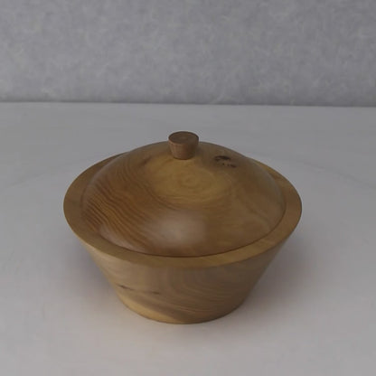 Lidded Bowl | Small Canister | Small Jar | Elm Wood | 6"Diam.x 4" height